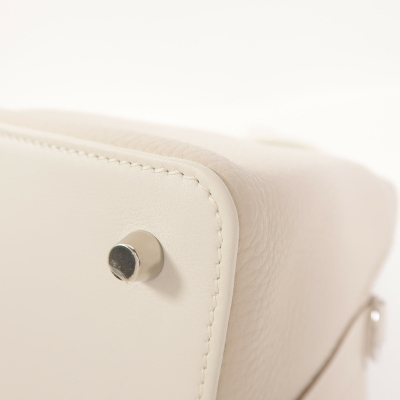 HERMES Clemence皮革Tool Box 20銀扣手挽肩背兩用袋Craie-16