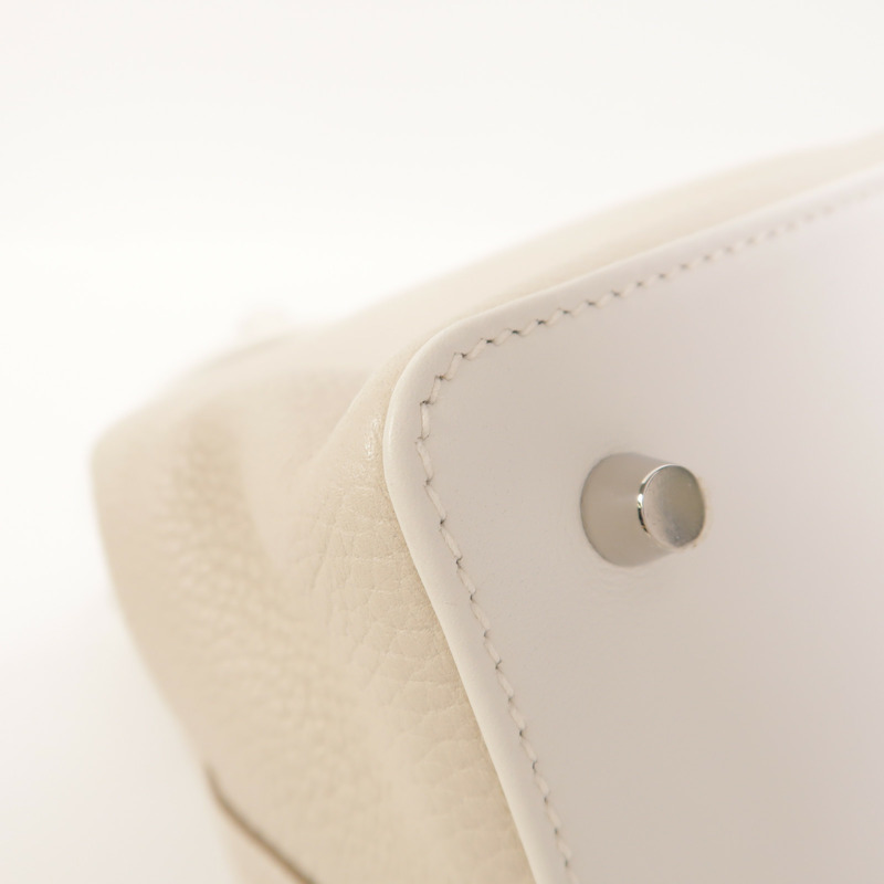 HERMES Clemence皮革Tool Box 20銀扣手挽肩背兩用袋Craie-17