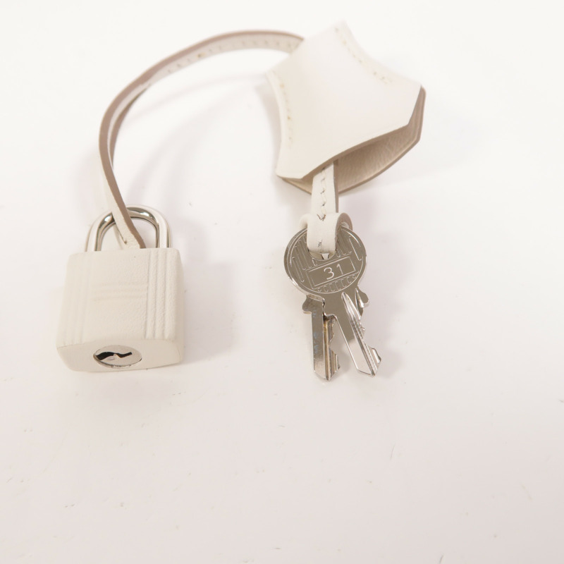 HERMES Clemence皮革Tool Box 20銀扣手挽肩背兩用袋Craie-18