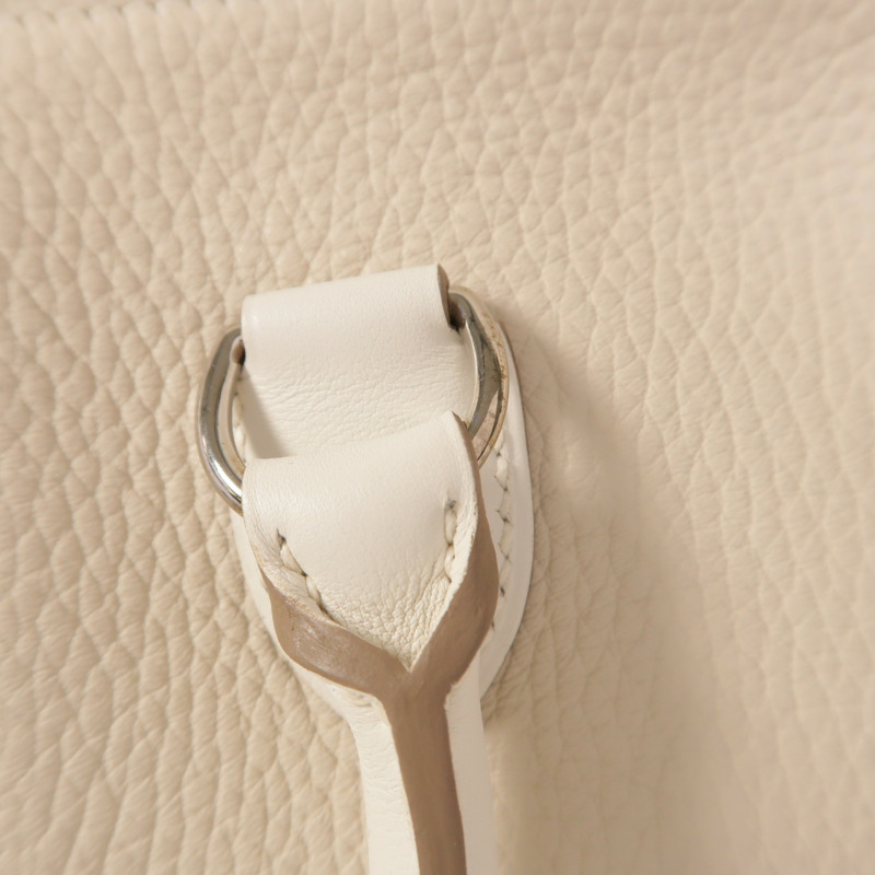 HERMES Clemence皮革Tool Box 20銀扣手挽肩背兩用袋Craie-21