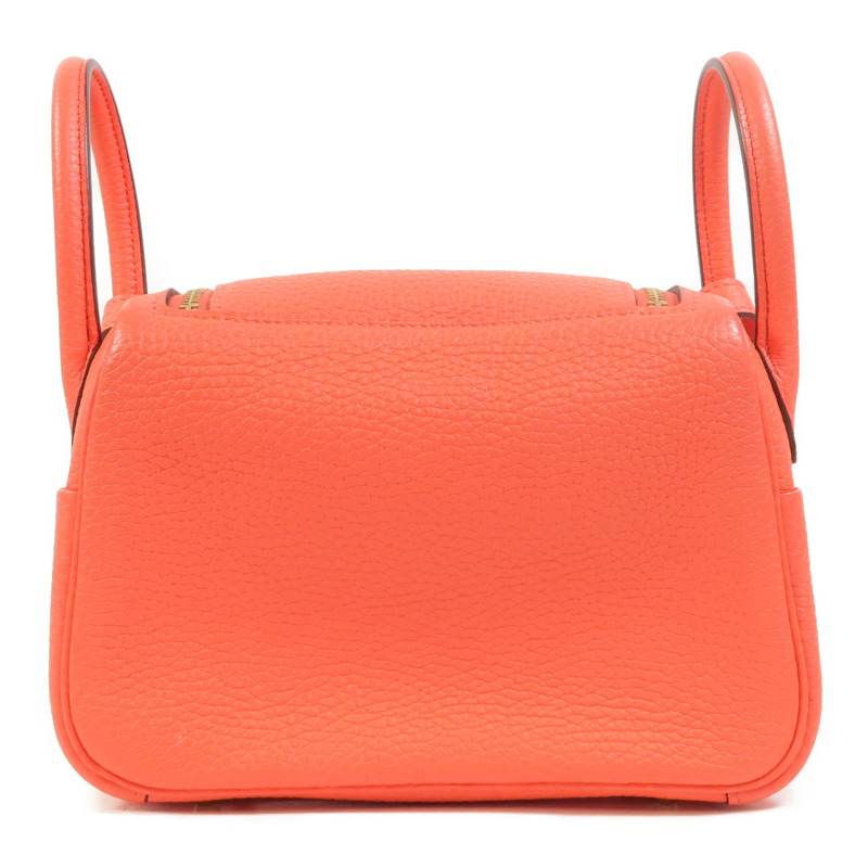 HERMES Clemence皮革Mini Lindy金扣手挽肩背兩用袋Rose Texas-1