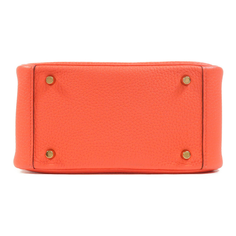 HERMES Clemence皮革Mini Lindy金扣手挽肩背兩用袋Rose Texas-3
