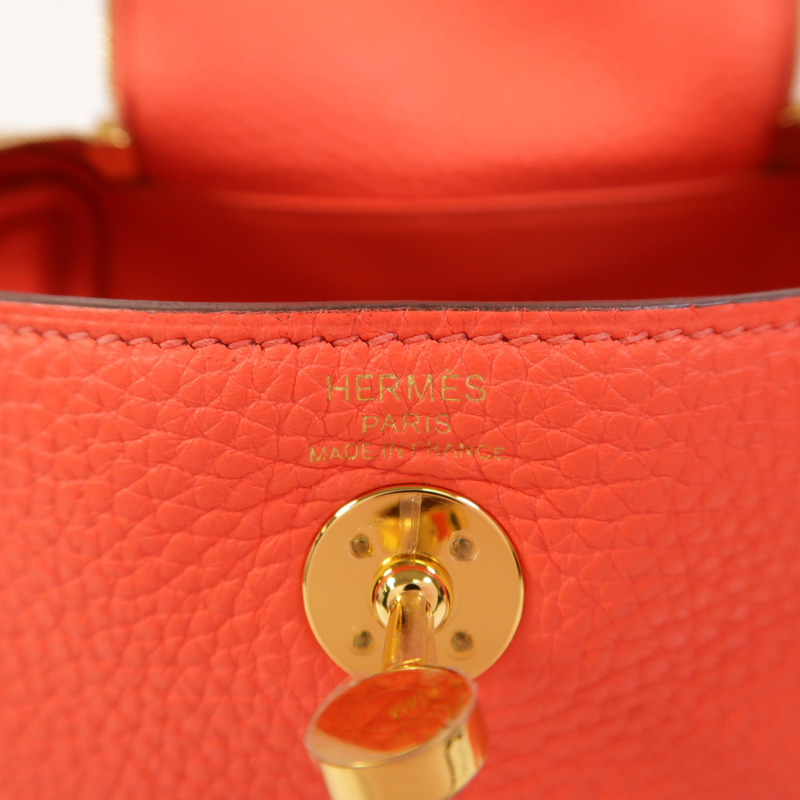 HERMES Clemence皮革Mini Lindy金扣手挽肩背兩用袋Rose Texas-7