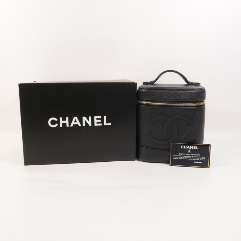 CHANEL 牛皮皮革Vintage Vanity Case金扣手挽袋-9