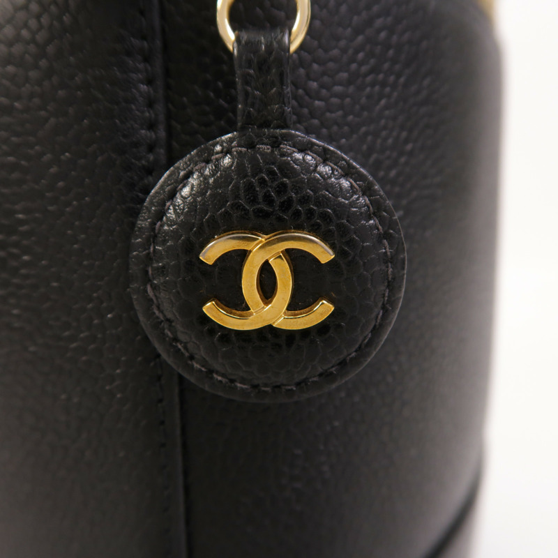 CHANEL 牛皮皮革Vintage Vanity Case金扣手挽袋-16