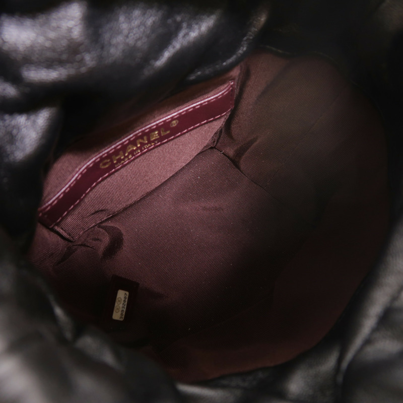 CHANEL 羊皮皮革Drawstring Bag金扣鏈帶肩背袋-4