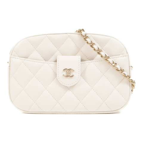 CHANEL 牛皮皮革Chain Shoulder金扣鏈帶肩背袋