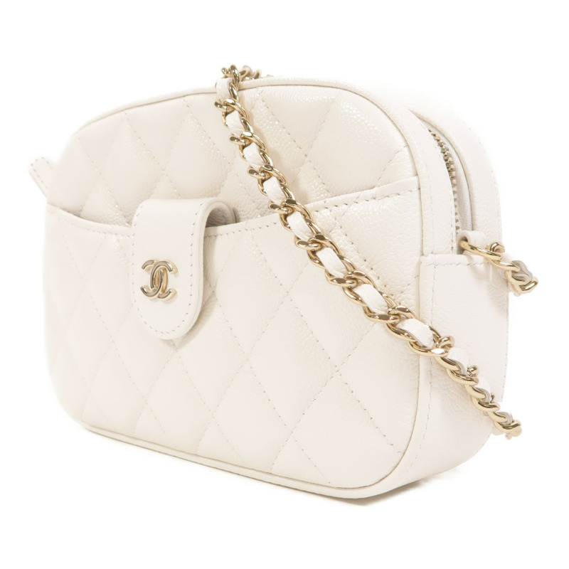 CHANEL 牛皮皮革Chain Shoulder金扣鏈帶肩背袋-2