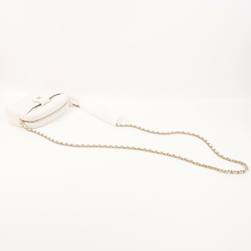 CHANEL 牛皮皮革Chain Shoulder金扣鏈帶肩背袋-8