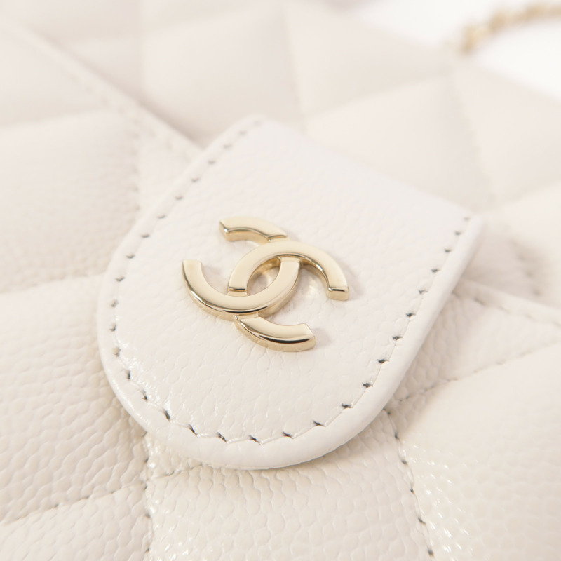 CHANEL 牛皮皮革Chain Shoulder金扣鏈帶肩背袋-9