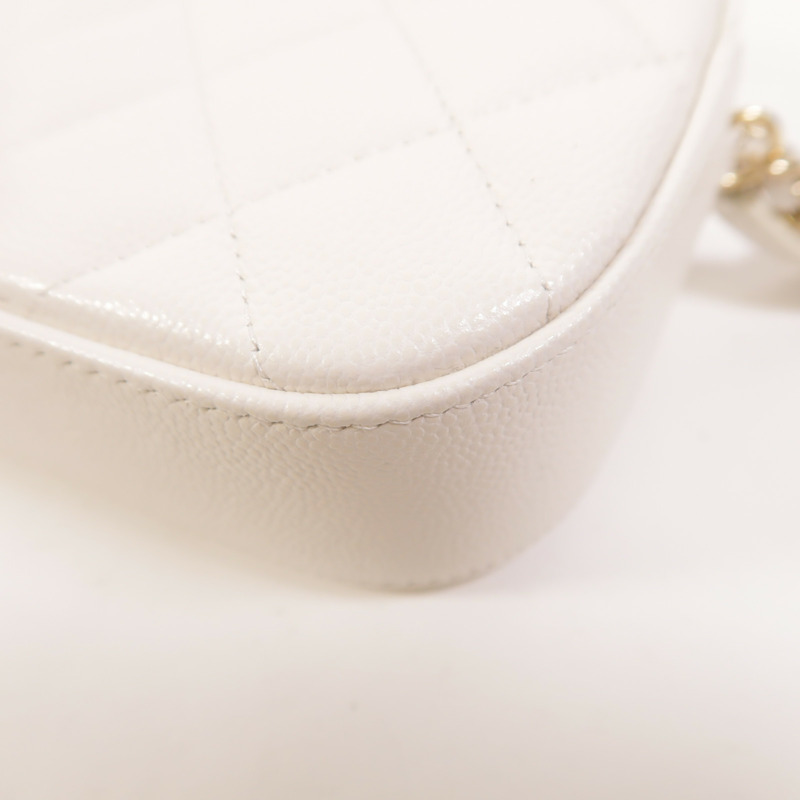 CHANEL 牛皮皮革Chain Shoulder金扣鏈帶肩背袋-12