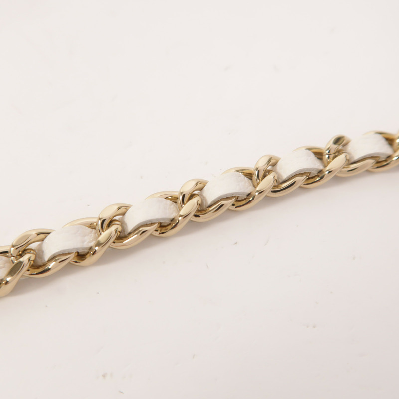 CHANEL 牛皮皮革Chain Shoulder金扣鏈帶肩背袋-14