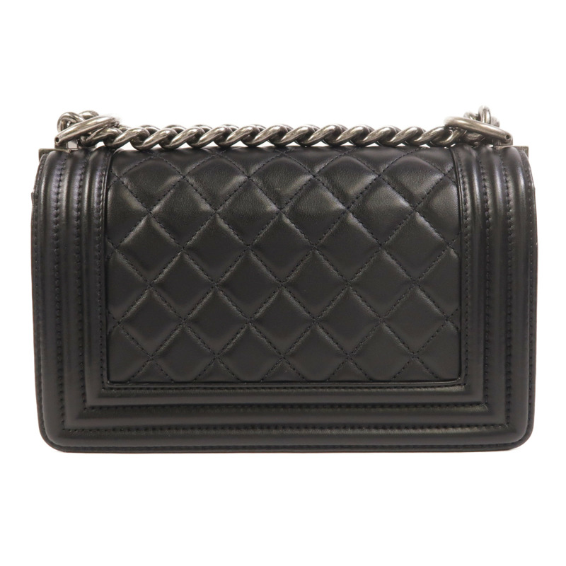 CHANEL 羊皮皮革Boy 20銀扣鏈帶肩背袋-1