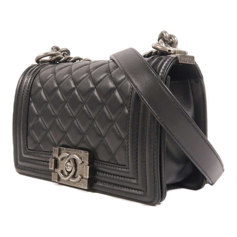 CHANEL 羊皮皮革Boy 20銀扣鏈帶肩背袋-2