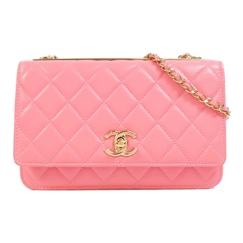 CHANEL 羊皮皮革WOC Wallet On Chain金扣鏈帶肩背袋