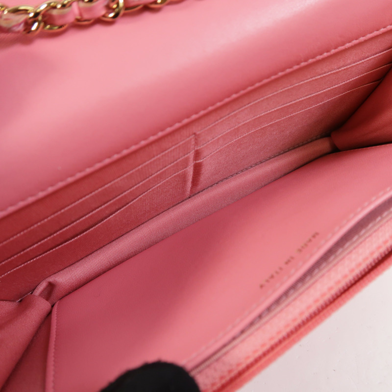 CHANEL 羊皮皮革WOC Wallet On Chain金扣鏈帶肩背袋-4