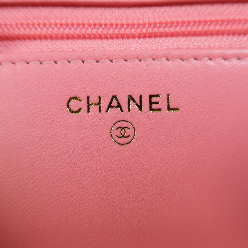CHANEL 羊皮皮革WOC Wallet On Chain金扣鏈帶肩背袋-5