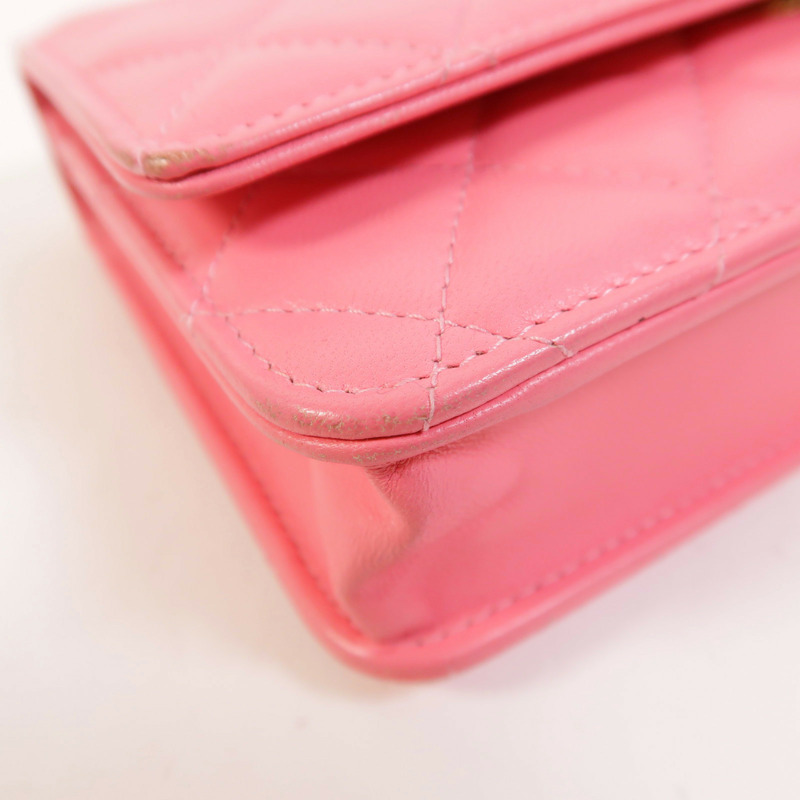 CHANEL 羊皮皮革WOC Wallet On Chain金扣鏈帶肩背袋-12