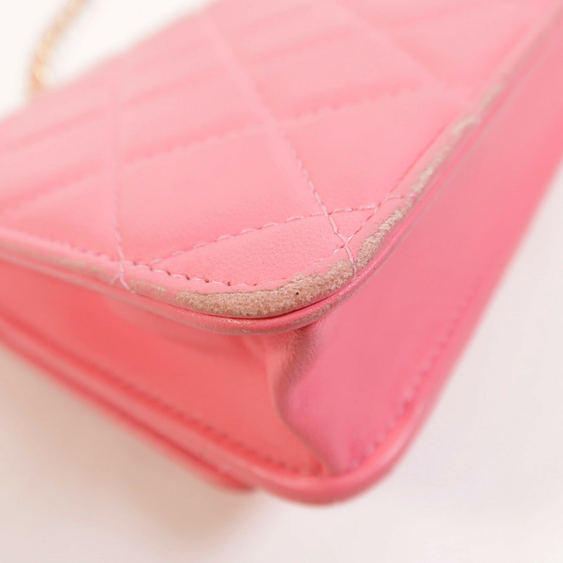 CHANEL 羊皮皮革WOC Wallet On Chain金扣鏈帶肩背袋-14