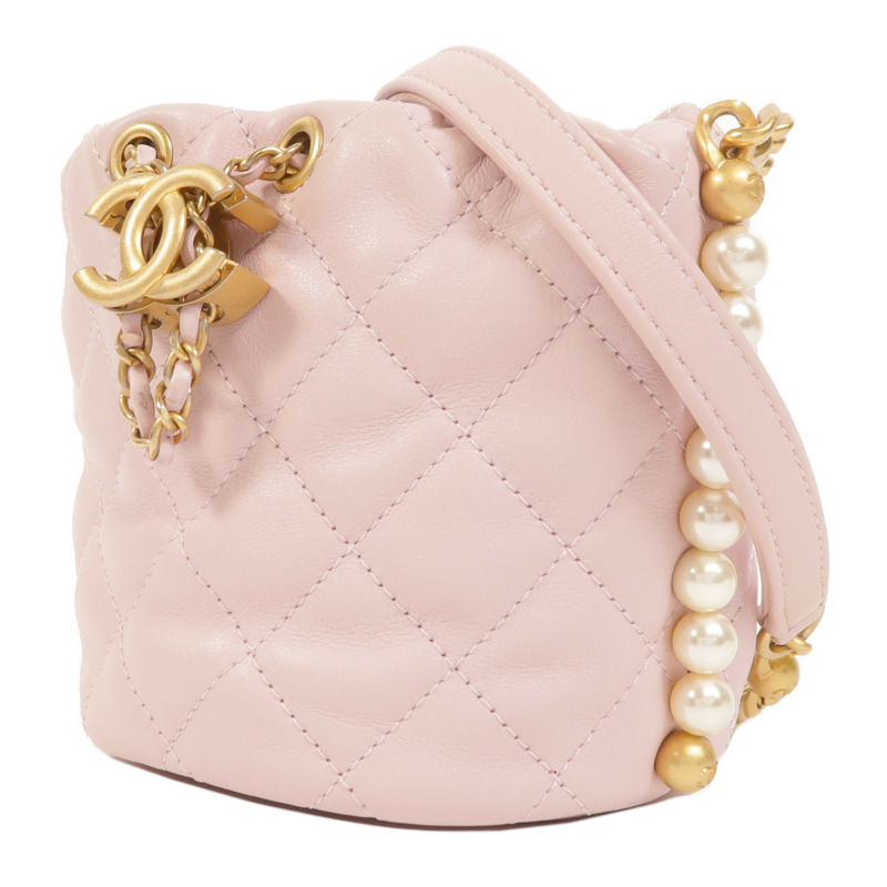 CHANEL 羊皮皮革Mini About Pearls金扣肩背袋-2