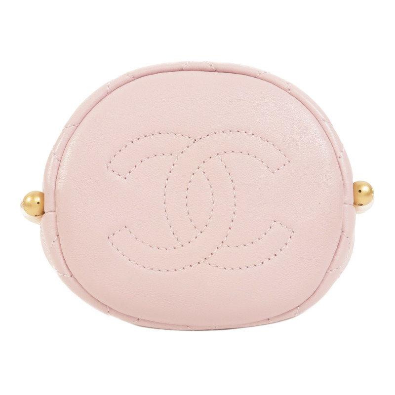 CHANEL 羊皮皮革Mini About Pearls金扣肩背袋-3