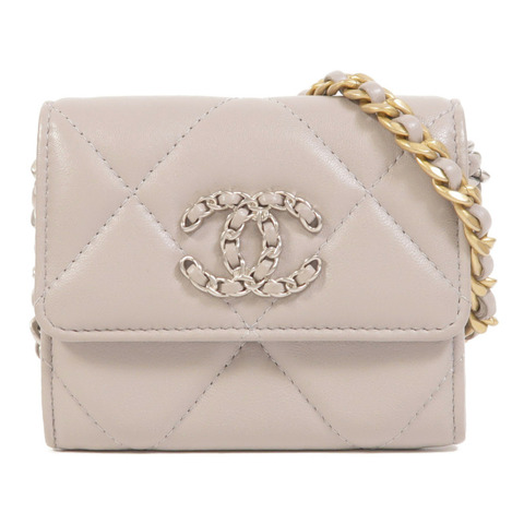 CHANEL 羊皮皮革19 Mini Wallet On Chain鏈帶肩背袋