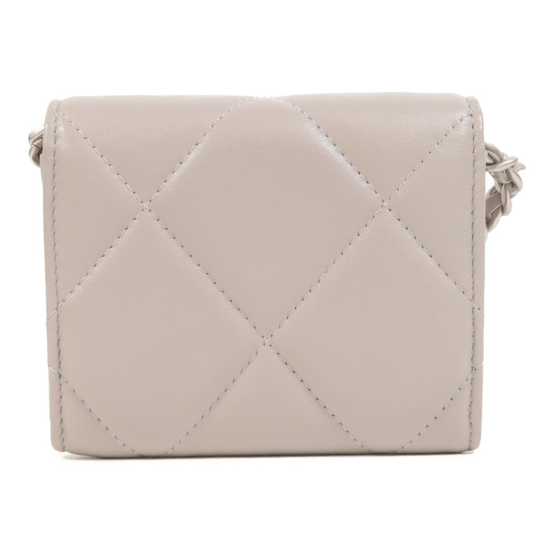 CHANEL 羊皮皮革19 Mini Wallet On Chain鏈帶肩背袋-1