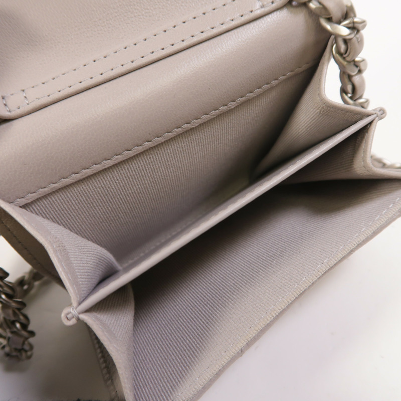 CHANEL 羊皮皮革19 Mini Wallet On Chain鏈帶肩背袋-4