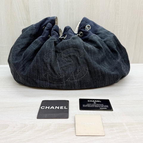 CELINE藍牛仔雙c單肩包