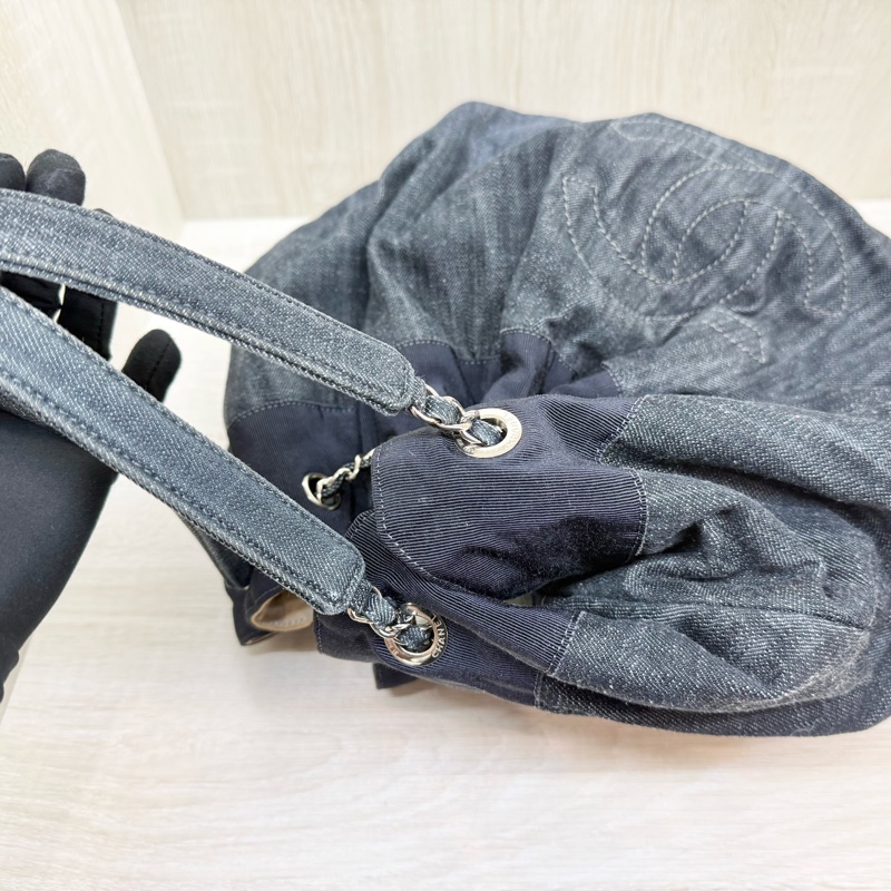 CELINE藍牛仔雙c單肩包-17