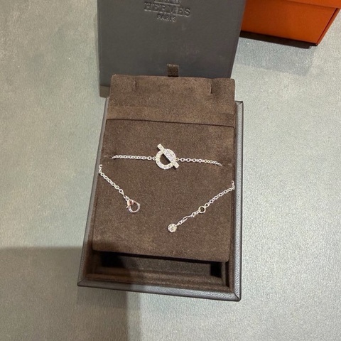 Hermes Finesse 小Q 白金 鑽石項鏈 ST 原價$57000