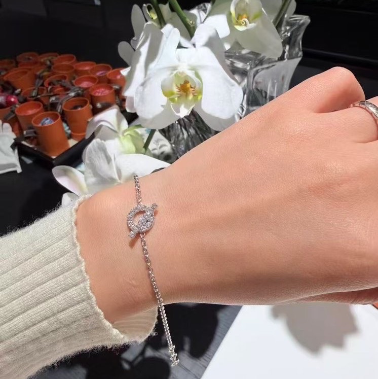 Hermes Finesse 小Q 白金 鑽石 手鏈 ST 原價$57000-1