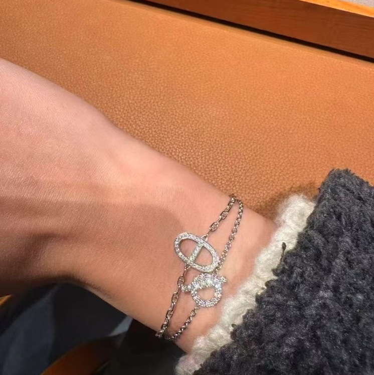 Hermes Finesse 小Q 白金 鑽石 手鏈 ST 原價$57000-2