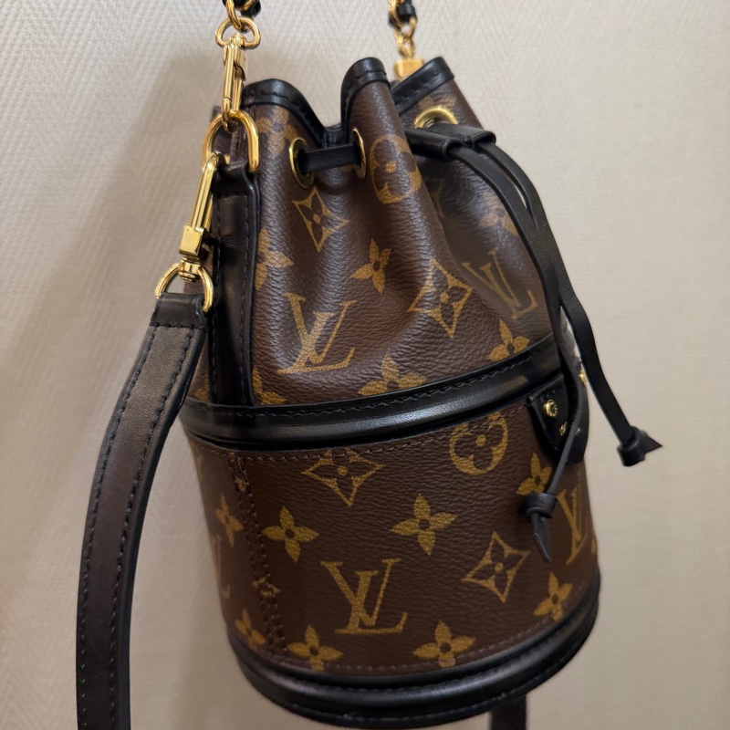 LV 原花黑牛皮Canoe 束口水桶肩斜背包M83480-3