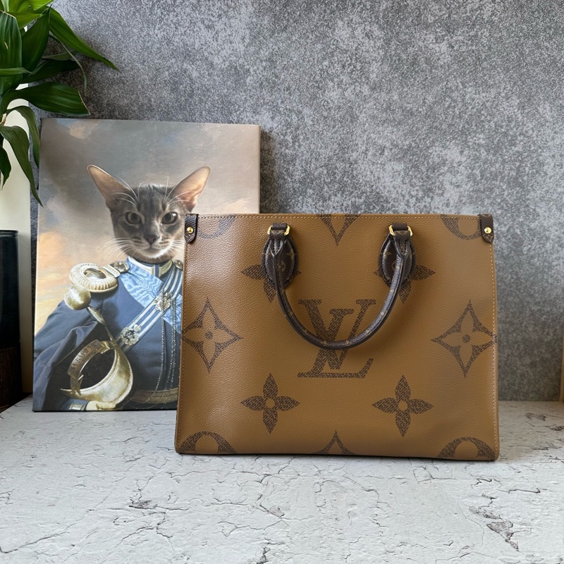 Louis Vuitton/路易威登 ONTHEGO Tote包 中號 女款 棕色/焦糖色拼色-0