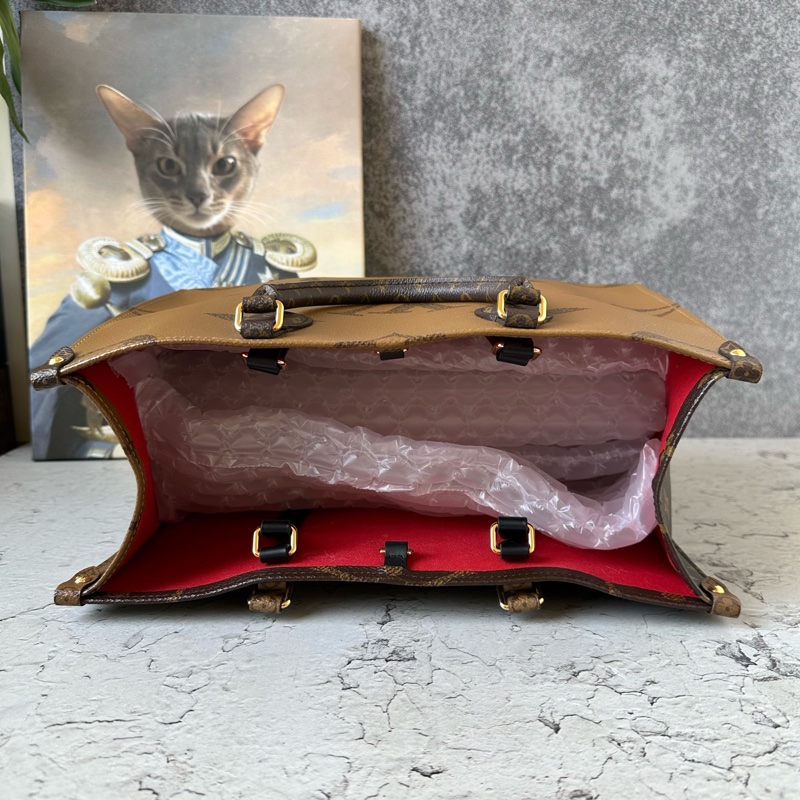 Louis Vuitton/路易威登 ONTHEGO Tote包 中號 女款 棕色/焦糖色拼色-6
