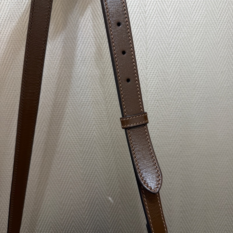 Gucci PVC咖牛皮金釦雙層磁吸斜背包-14