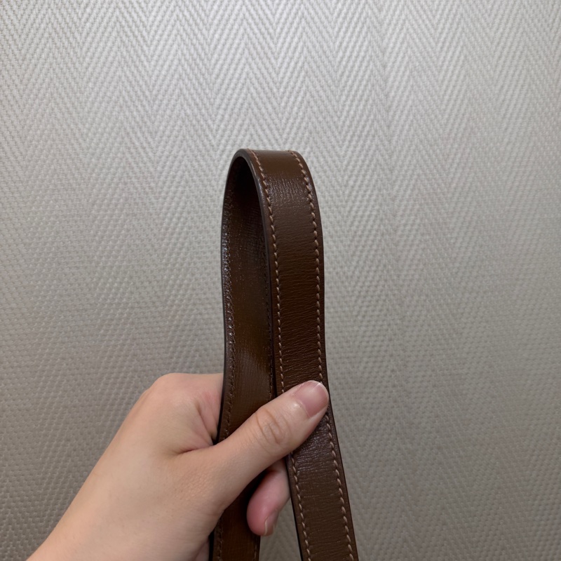 Gucci PVC咖牛皮金釦雙層磁吸斜背包-16