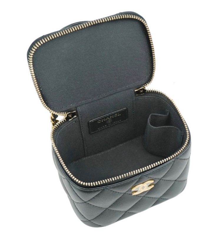Chanel 香奈兒 經典金雙C羊皮金鍊迷你二用化妝包(AP2198-黑)-0