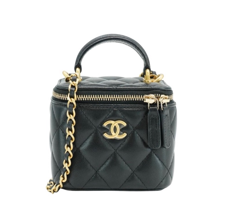 Chanel 香奈兒 經典金雙C羊皮金鍊迷你二用化妝包(AP2198-黑)-4