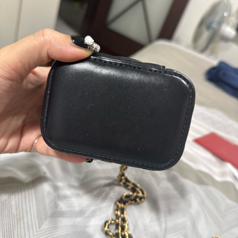 Chanel 香奈兒 經典金雙C羊皮金鍊迷你二用化妝包(AP2198-黑)-9