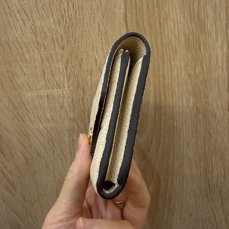 LV 米白牛皮壓紋Rosalie金釦零錢卡包M81445-2