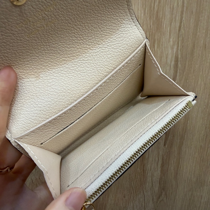 LV 米白牛皮壓紋Rosalie金釦零錢卡包M81445-10