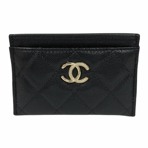 CHANEL CC 水鑽 荔枝皮 卡包