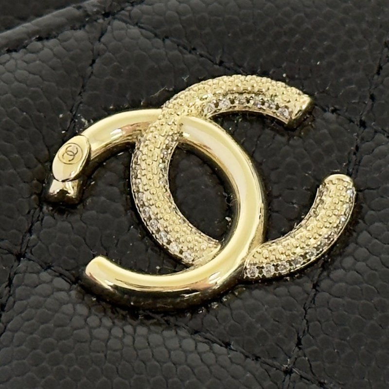 CHANEL CC 水鑽 荔枝皮 卡包-3
