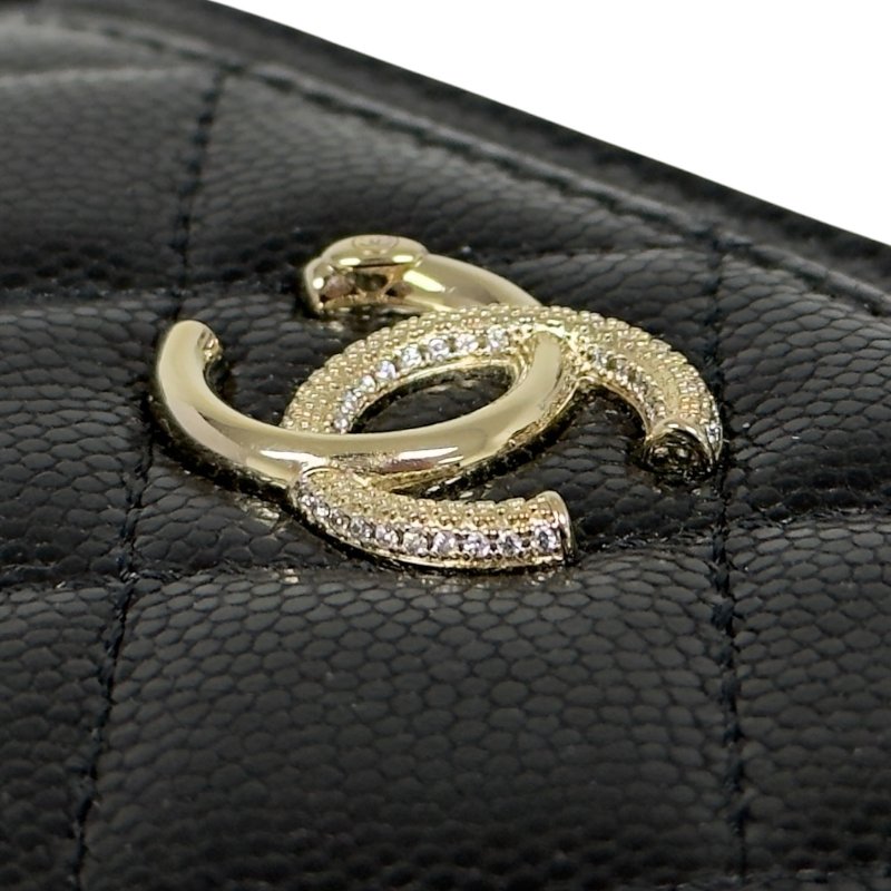 CHANEL CC 水鑽 荔枝皮 卡包-4