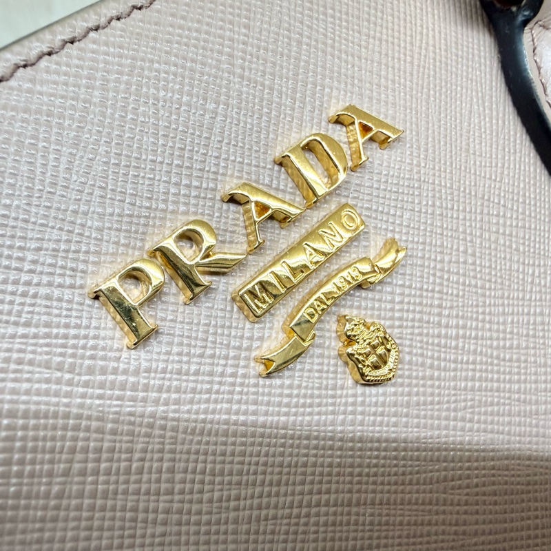 PRADA粉色金釦affine+soft c手提側背包1BA164-18