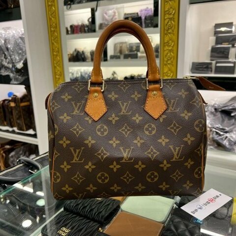 東區正精品㊣LV M41528 Speedy 25cm 原花字紋波士頓包手提包 RZ6334