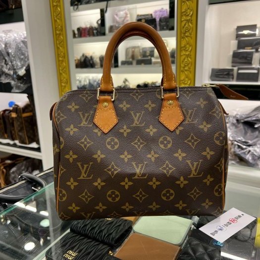 東區正精品㊣LV M41528 Speedy 25cm 原花字紋波士頓包手提包 RZ6334-0