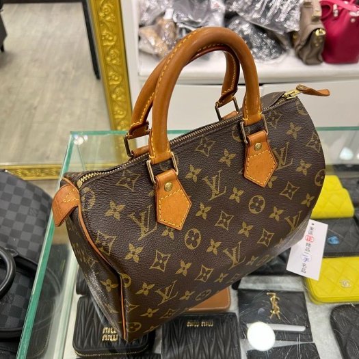 東區正精品㊣LV M41528 Speedy 25cm 原花字紋波士頓包手提包 RZ6334-1